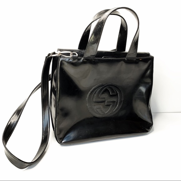 Gucci Handbags - Vintage Gucci Patent 2 Way Bag Double Strap Handle